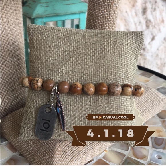 Last one❣️❣️HP Sandy Agate Bead Bracelet - Picture 2 of 3